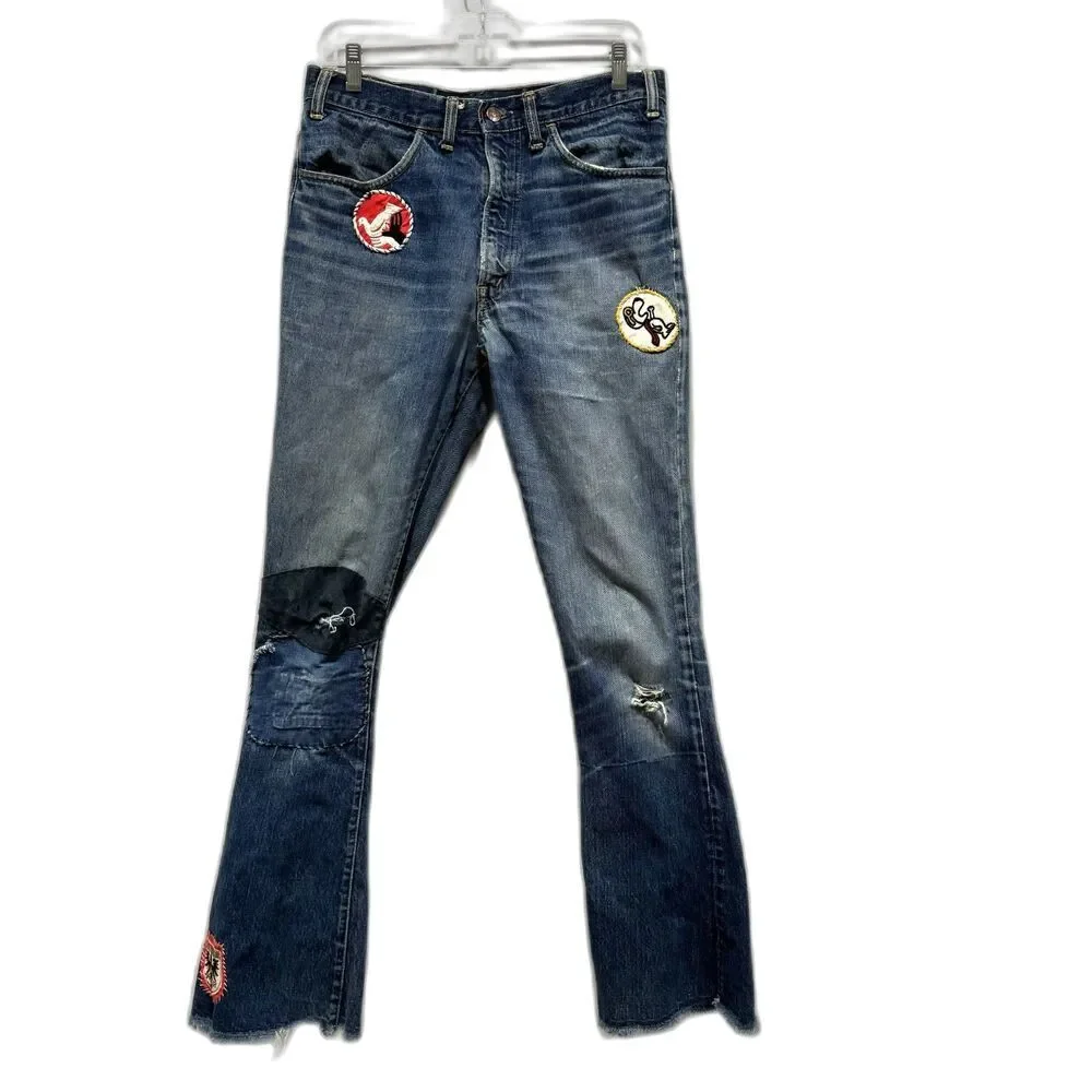 Levi's VTG Jeans 517 Big E Orange Tab Patches Bootcut 1969-1971 Talon Zip 32x34